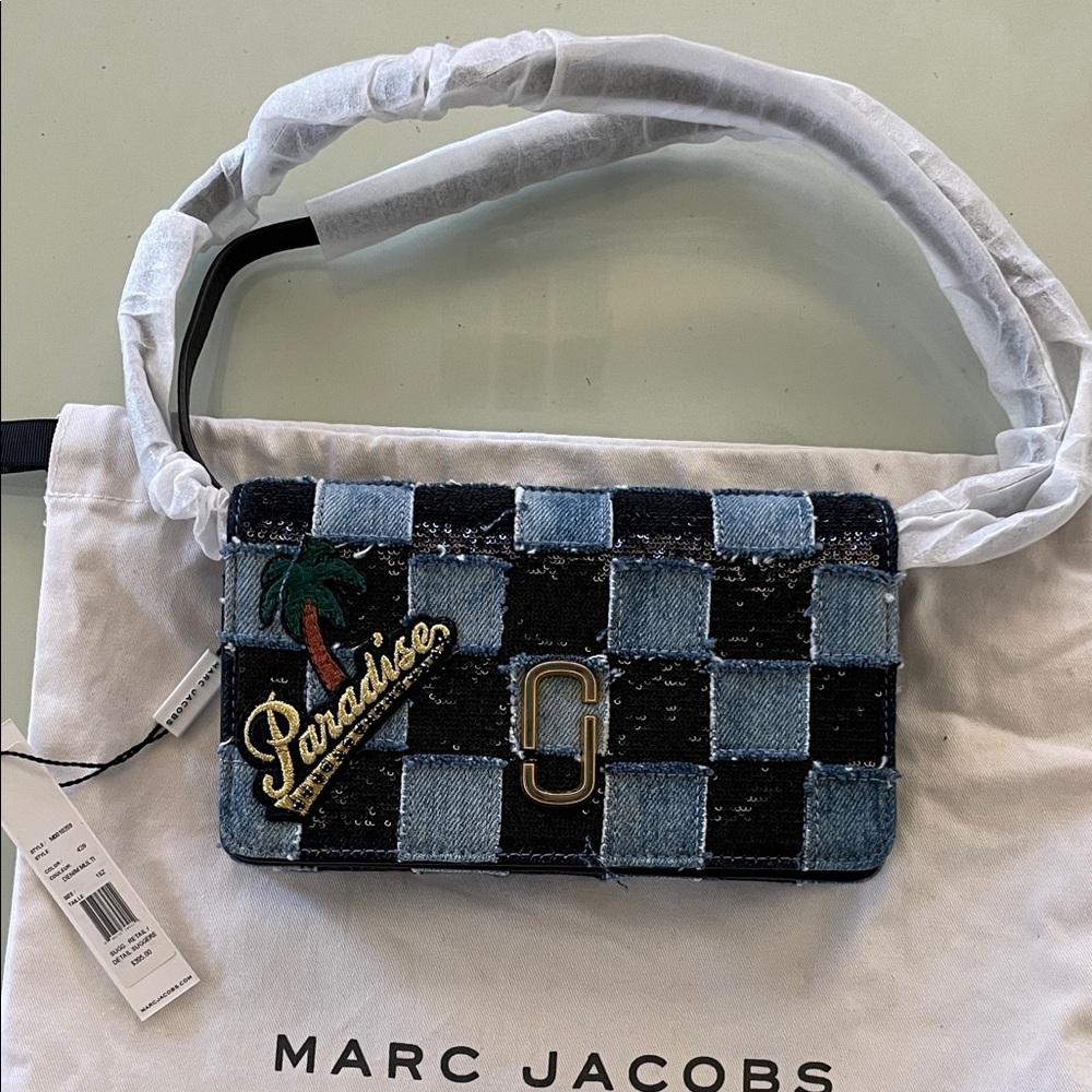 Marc Jacobs Blue and Black Checkered Crossbody Bag